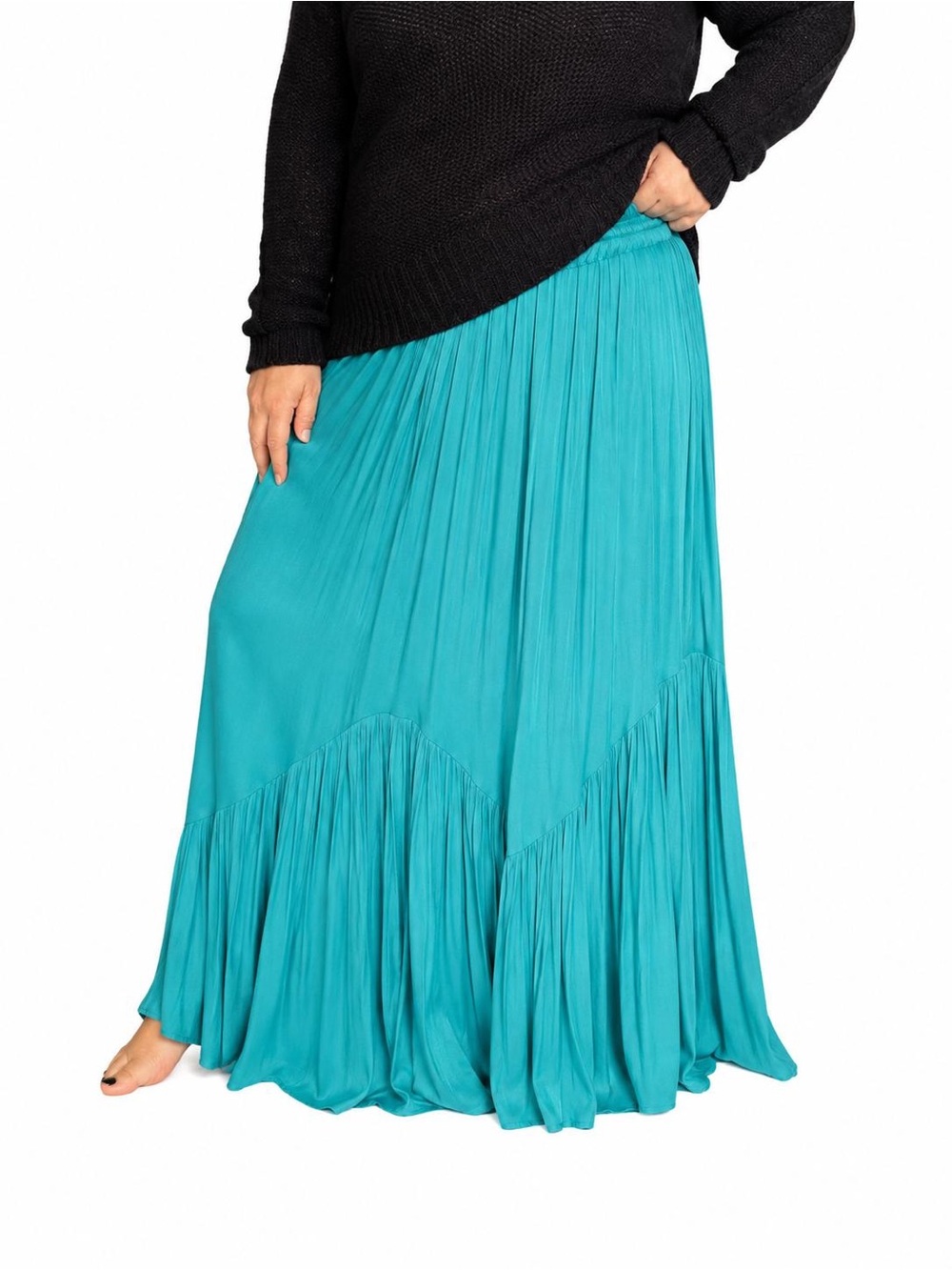 Zara Teal Maxi Skirt with Smocked Waist